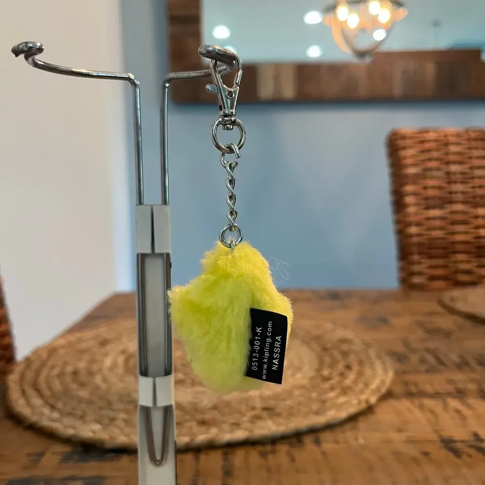 Kipling Nassra Yellow Monkey Plush Keychain Key Ring Handbag Charm Collector Fob